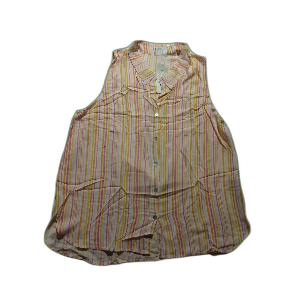 Heroes Dreamers Womens Top Size XL Extra Large Multicolor Striped Button Down
